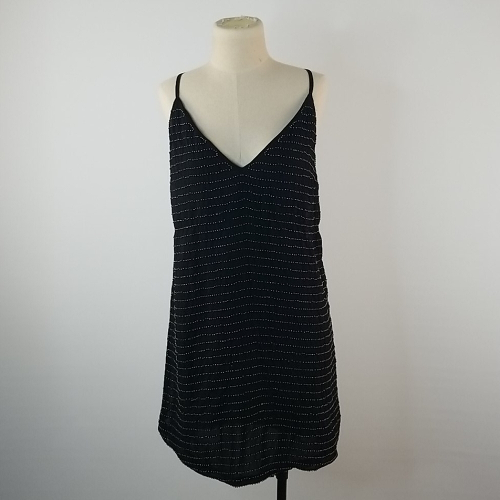 NWT DO+BE gold beaded black dress small